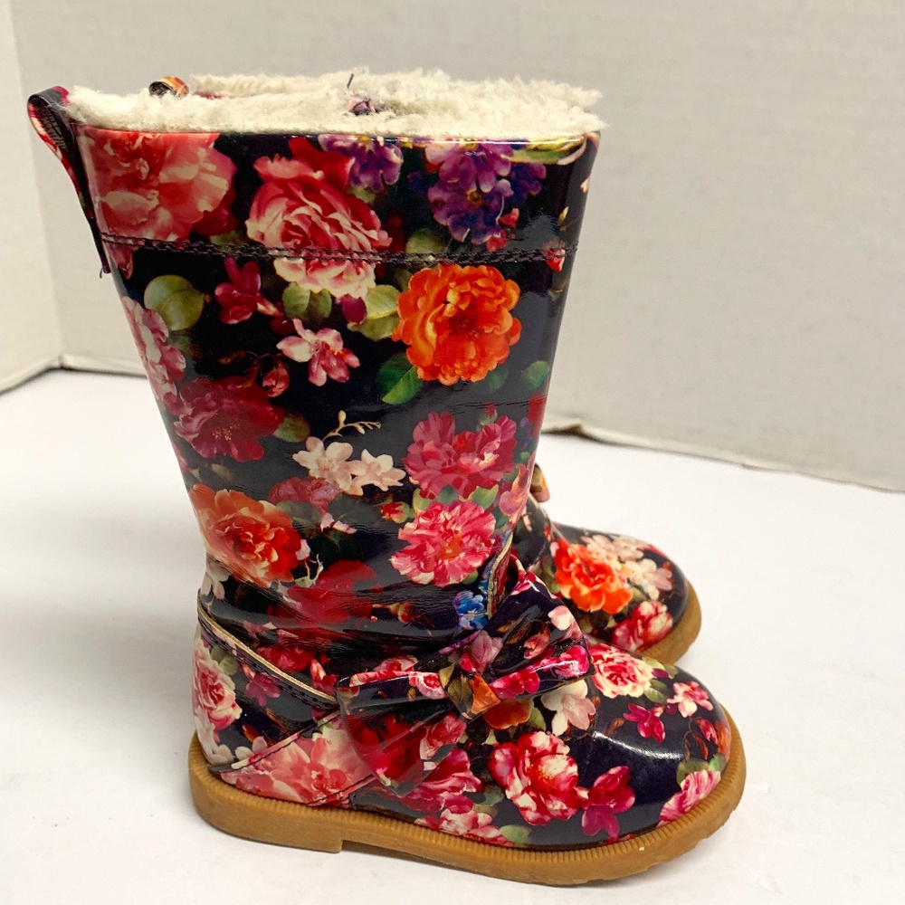 H&M H and M Boots Toddler Sz 6 Bow Floral Fashion Hey Trina